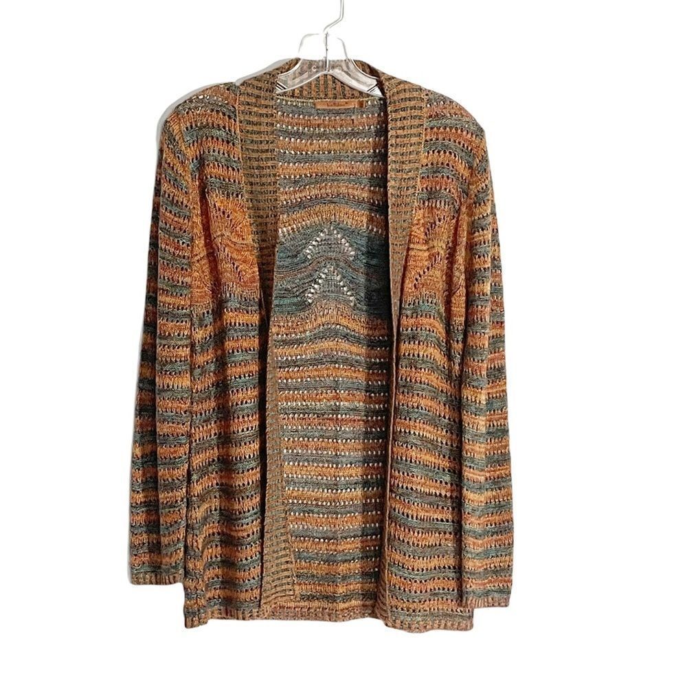 Beldini Multi Color Open Front Knit Cardigan M - image 1